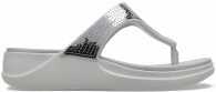 Crocs Boca Sequin Wedge Flip W Pearl White / Silver