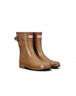 Womens Refined Slim Fit Short Gloss Wellington Boots TAWNY