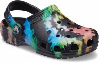 Crocs Classic Tie Dye Graphic Clog Kids Black / Black